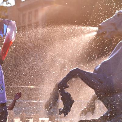 Supporter des Bleus à Bordeaux cheval